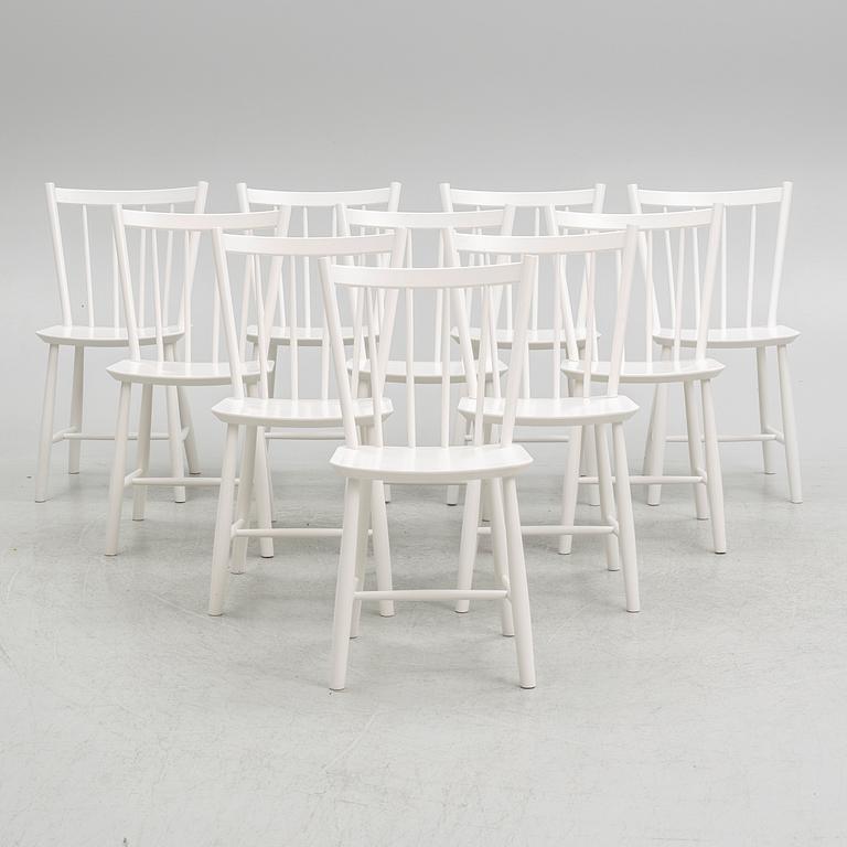 Børge Mogensen, a set of 10 chairs, "J49", Fredericia Furniture, Denmark, 2012.