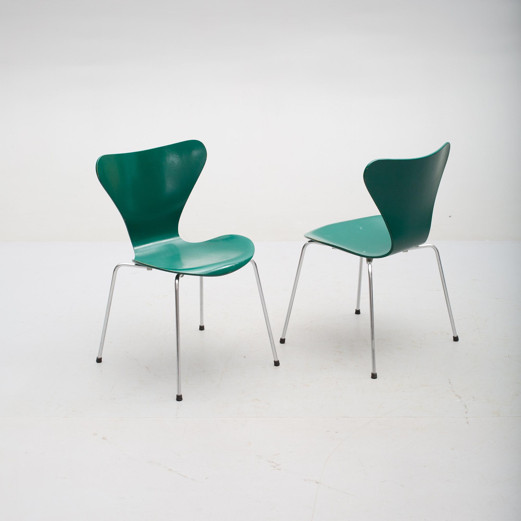 STOLAR, 6 st, "Sjuan", Arne Jacobsen för Fritz Hansen, Danmark, 1968.