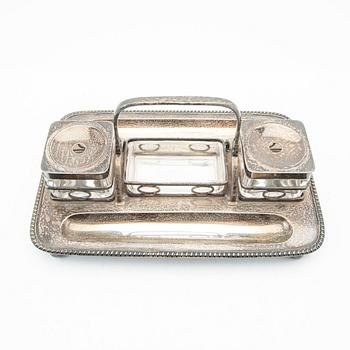 Writing set, silver, London, England, 1933, along with a letter opener, Hugo Strömdahl, Stockholm, 1953, and a seal.