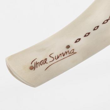 Thore Sunna, a reindeer horn knife, signed Thore Sunna.