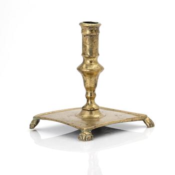 Candle holder, brass, Baroque, circa 1700.
