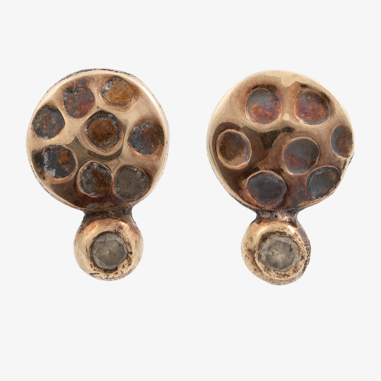 Earrings, a pair, silver gold and small diamonds, "Comet Uno Brill Earsticker", by Birdie.