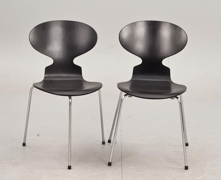STOLAR, 3+3 st, "Myran", Arne Jacobsen,  Fritz Hansen, 1990-tal, etikettmärkta.