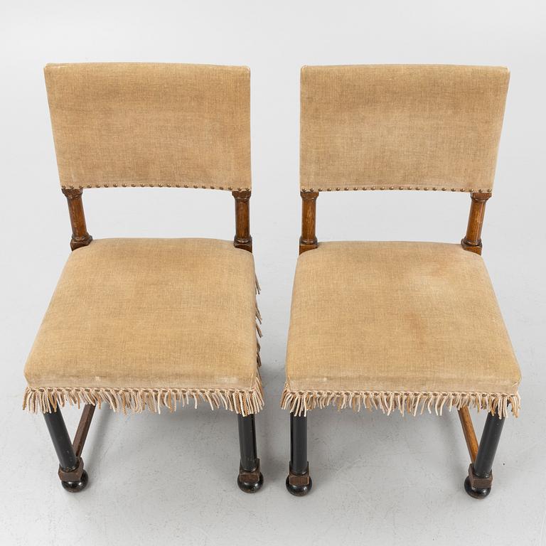 Eleven Baroque style chairs, Sweden, 1920's.