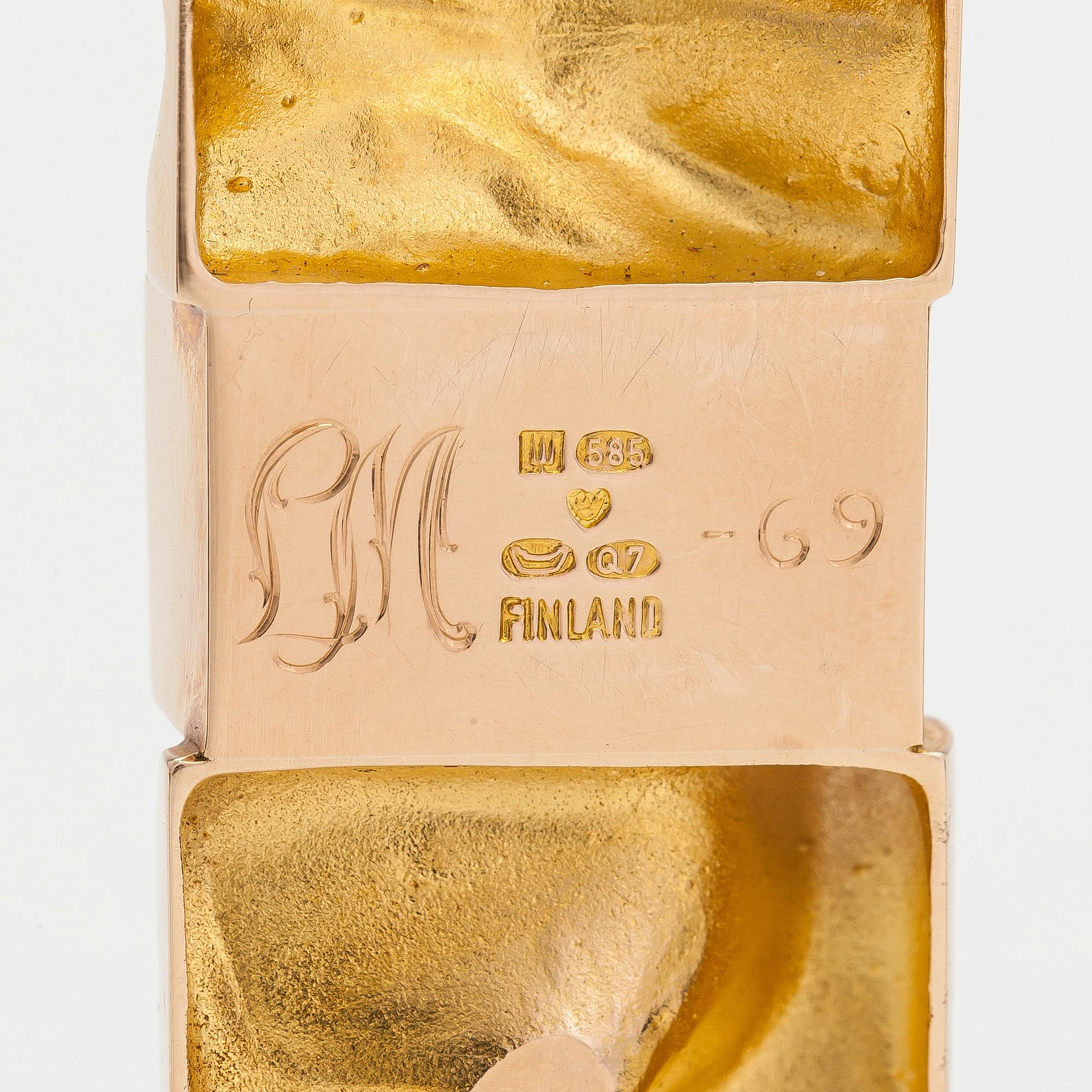 Björn Weckström, Halsband "Janus", 14K guld, rökkvarts och bergskristall. Lapponia 1969.