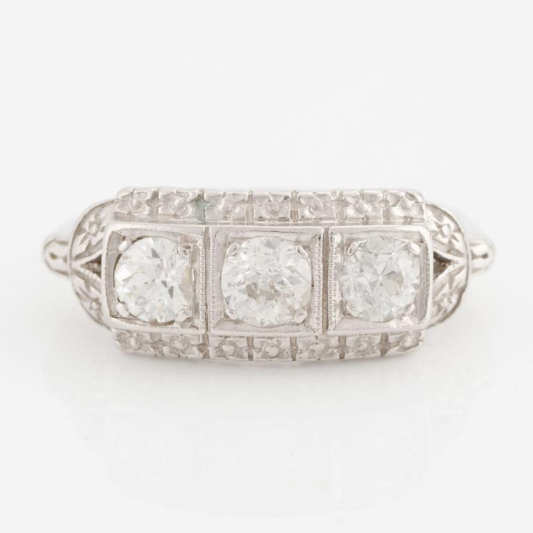 Ring, platinum with three old-cut diamonds.