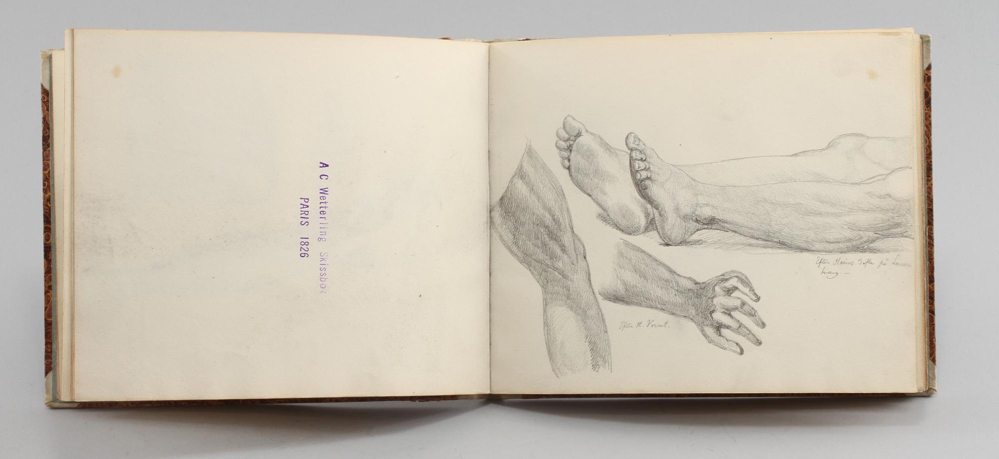 ALEXANDER CLEMENS WETTERLING, tillskriven, skissbok, Paris, 1826, osignerade.