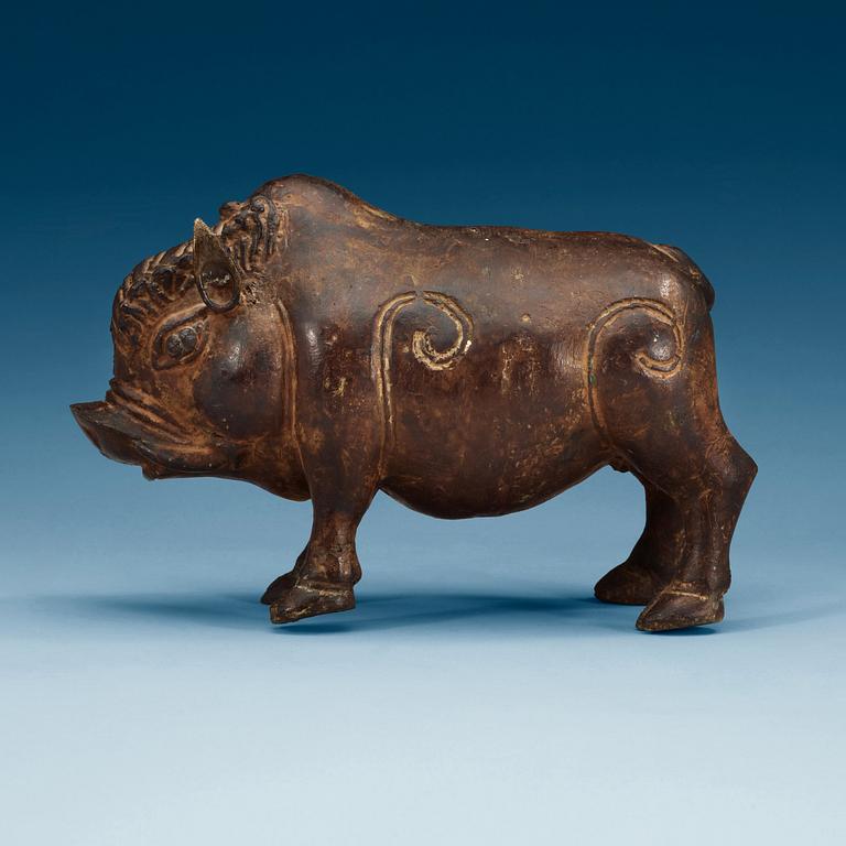 A bronze boar, Presumably Java, Indonesia, 14th Century.