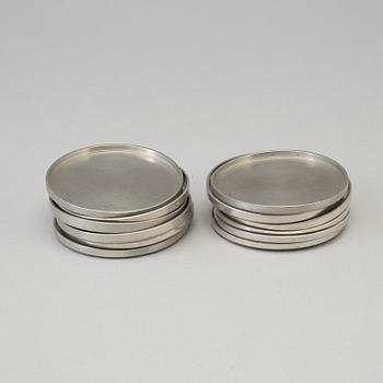 FIRMA SVENSKT TENN, twelve pewter Coasters, late 1940s.