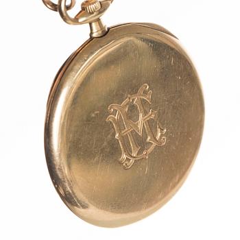 FICKUR, 18k guld, Alex Hüning, Geneve, 1900-talets början. Total vikt ca 80 gram.