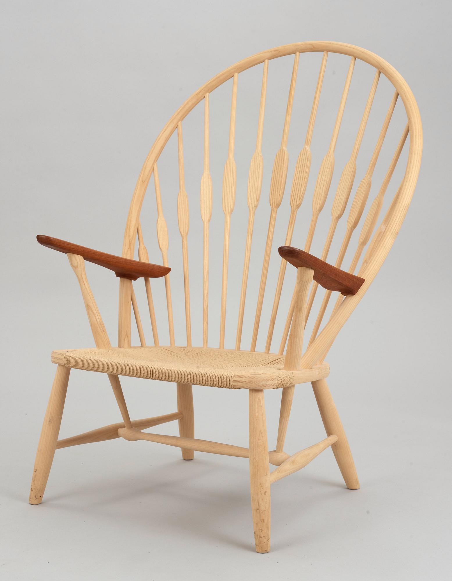 A Hans J Wegner ash and teak 'Peacock chair', by PP Møbler, Denmark.
