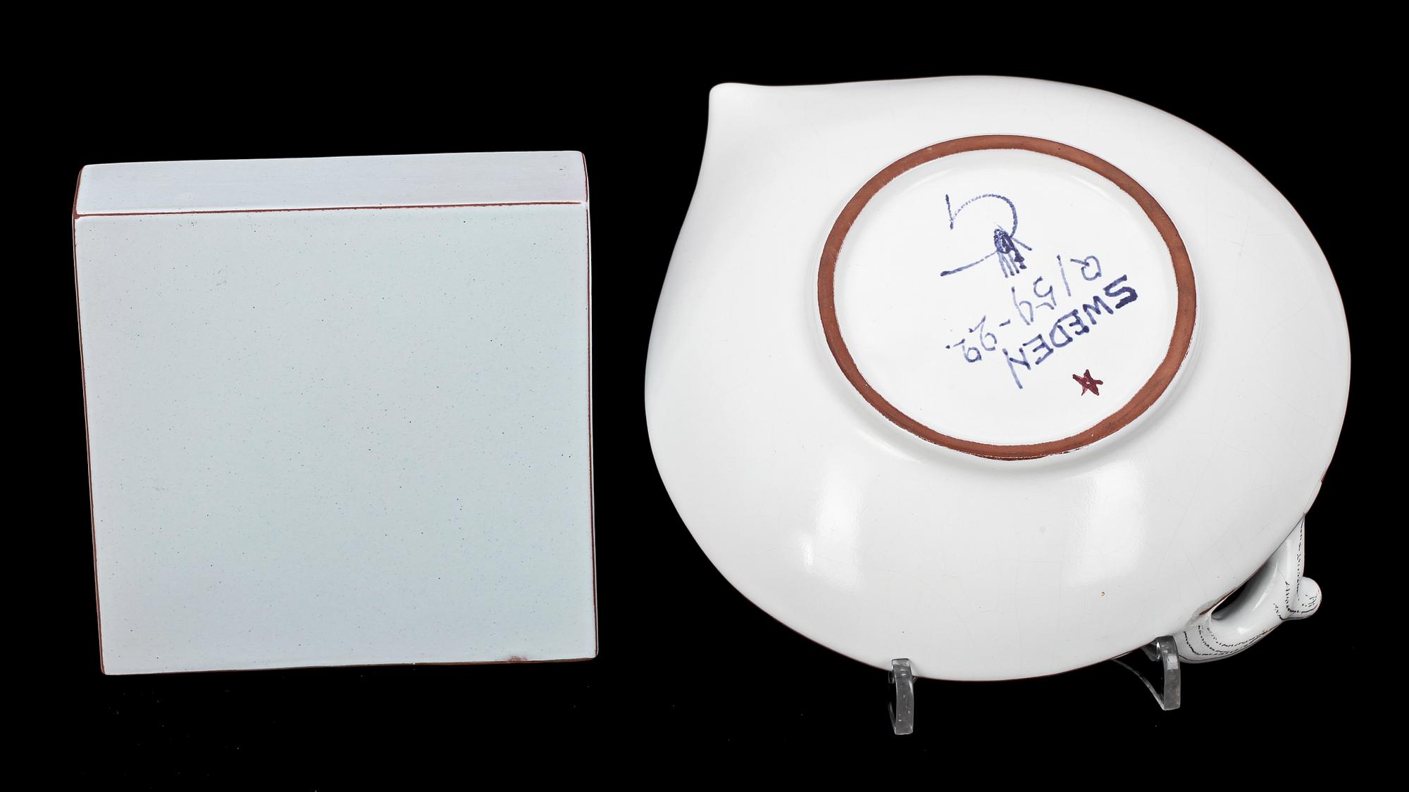 SKÅLFAT OCH OBJEKT, fajans, Stig Lindberg, Gustavsberg, 1940- resp 1950-tal.