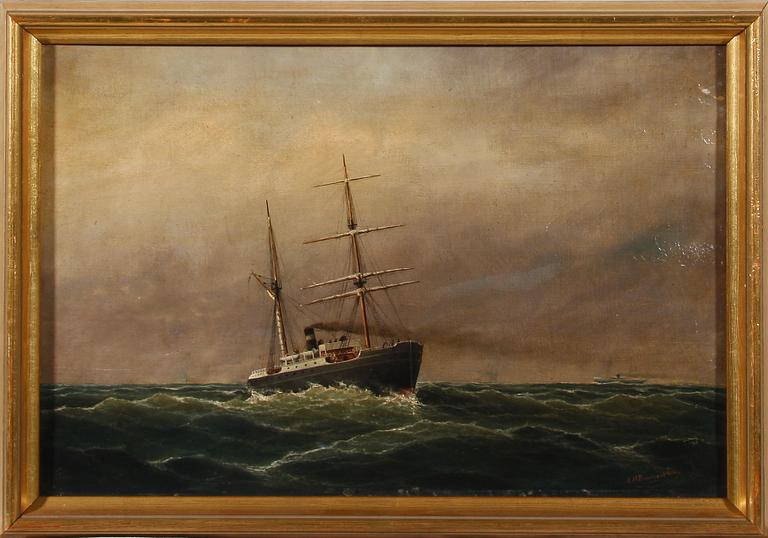 OKÄND KONSTNÄR, olja på duk, bär sign A.H. Baumgarten, sent 1800-tal.