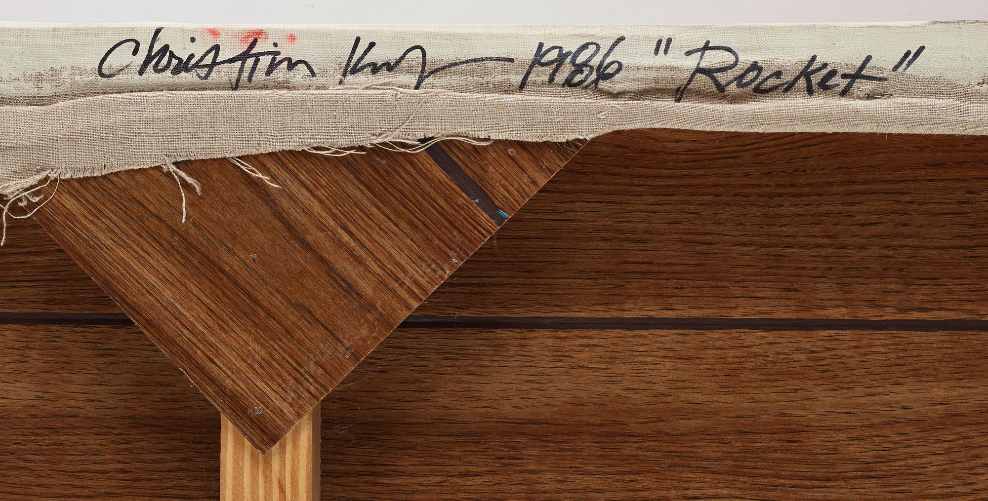 Christine Keefe, akryl på duk, signerad och daterad 1986 a tergo.