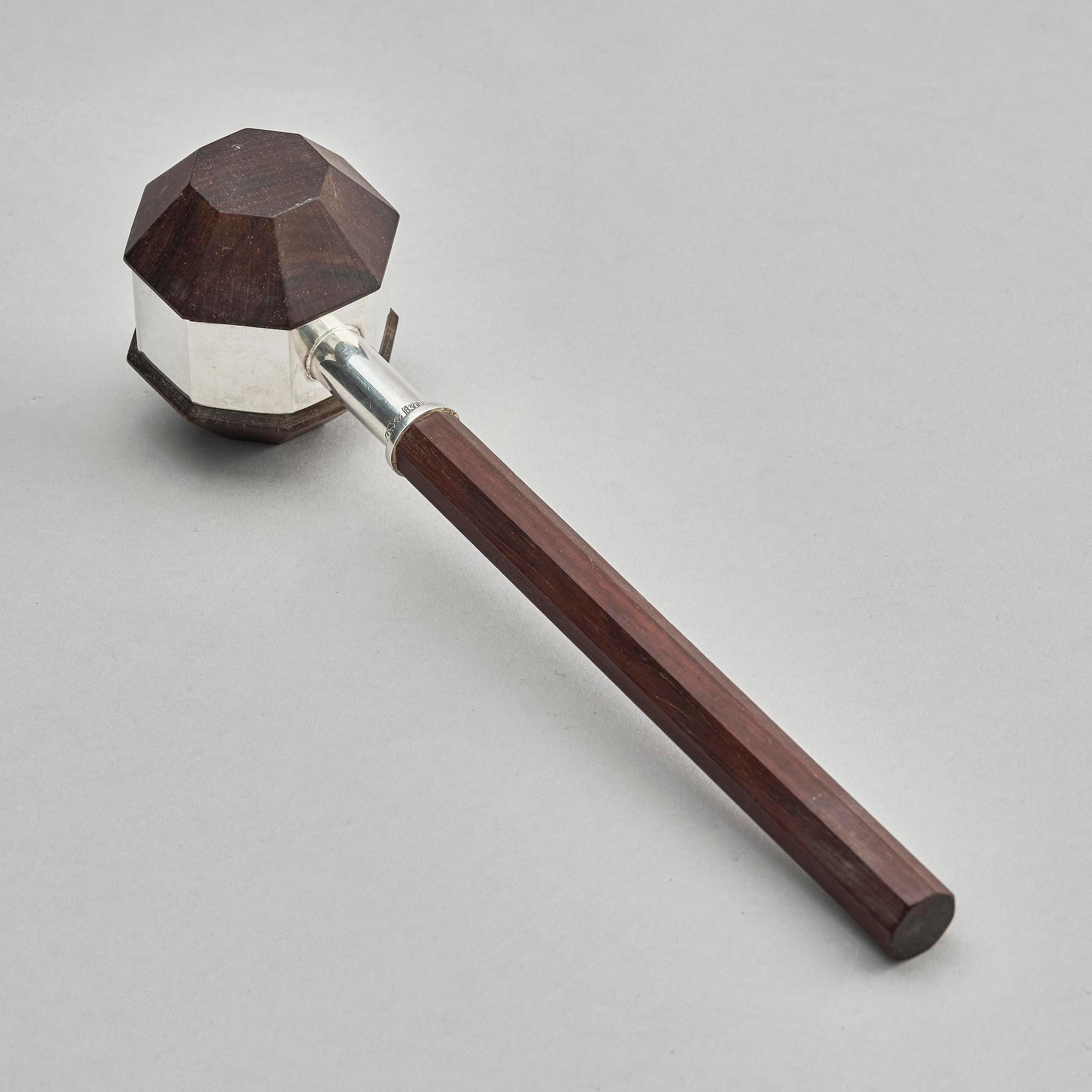 Firma Kultakeskus Oy, a silver and wood ceremonial mallet, Hämeenlinna, Finland 1978.