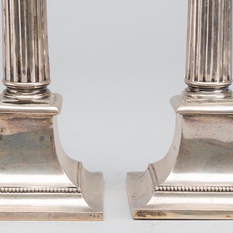A Swedish pair of 20th century silver candle sticks, mark of K. Andersson Stockholm 1909(?).