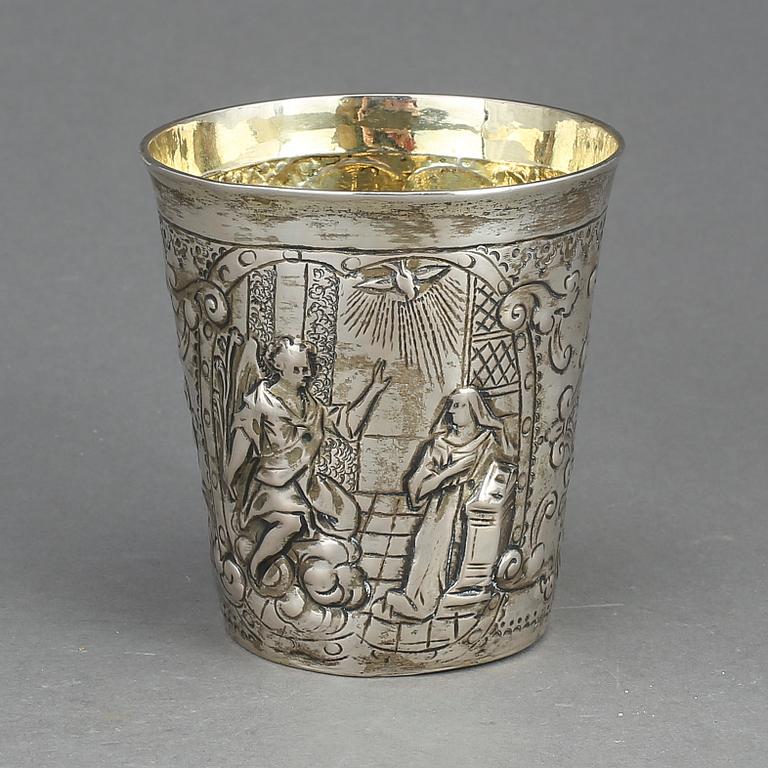 BÄGARE, silver, barockstil, troligen 1800-tal. Vikt ca 112g.