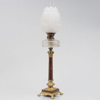 A kerosene lamp, circa 1900.