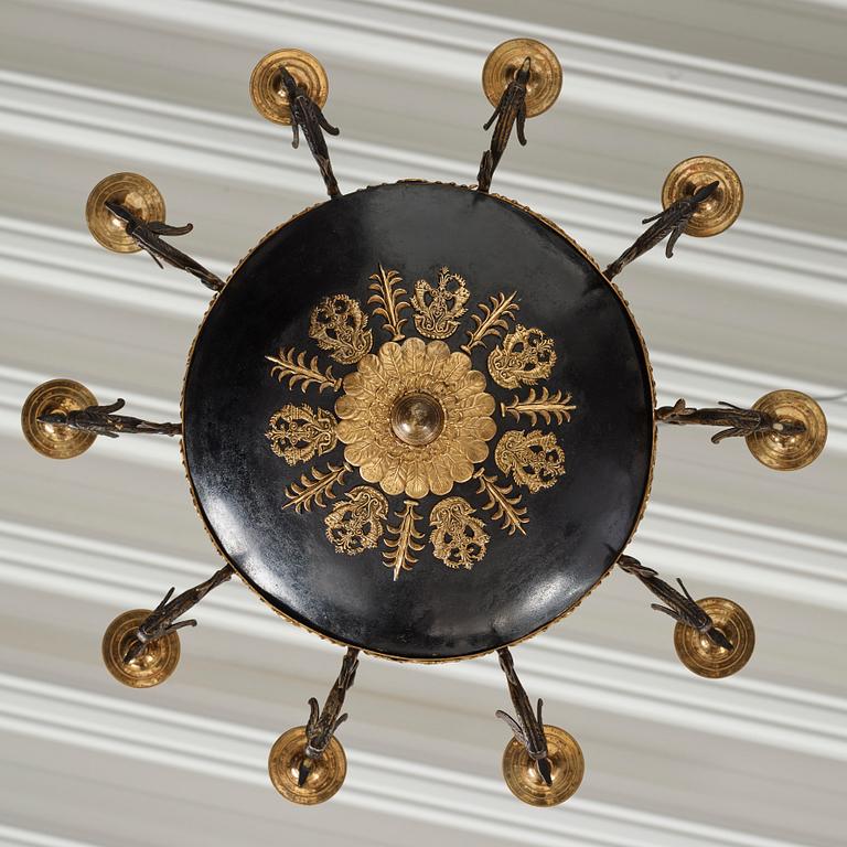 A presumably from Åbo Empire 19th century ten-light hanging lamp.