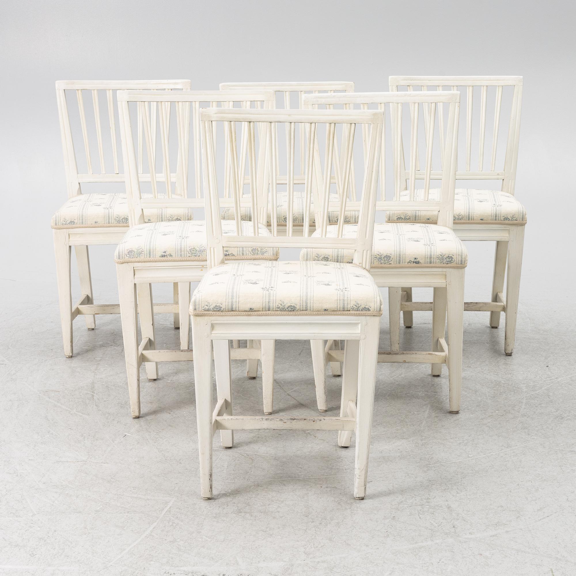 Stolar, 6 st, 1800-tal, Sengustavianska provinsarbeten.