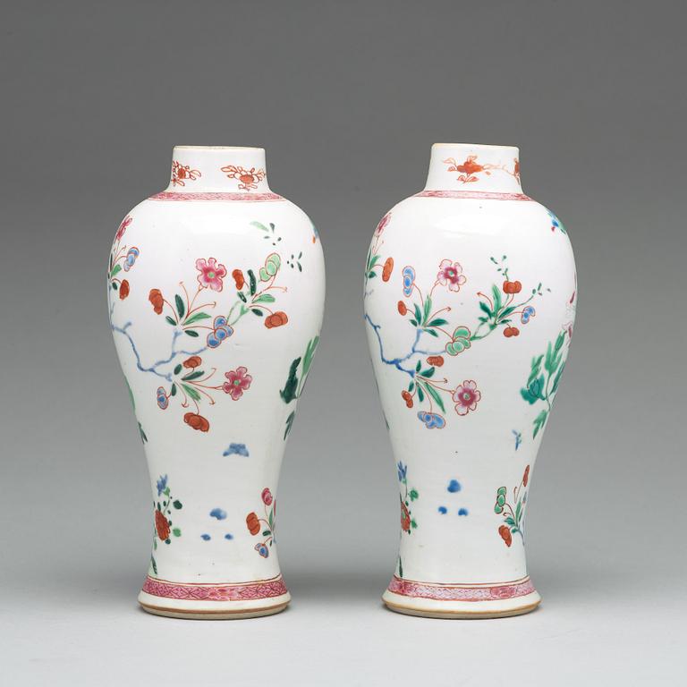 A pair of famille rose vases, Qing dynasty, Qianlong (1736-95).