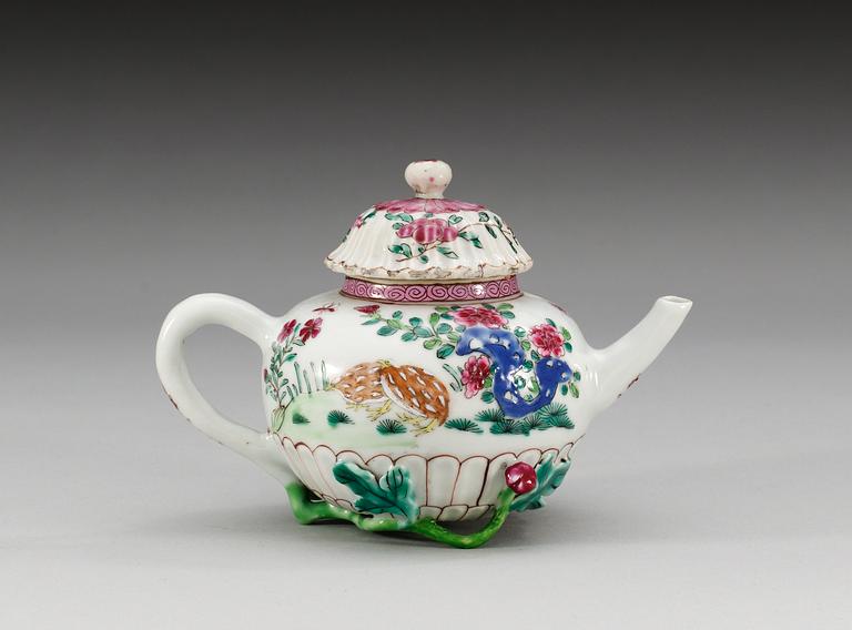 A famille rose teapot with cover, Qing dynasty, Yongzheng (1723-35).