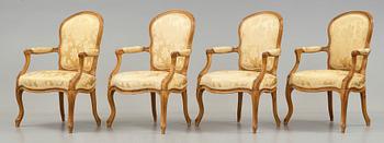 Four armchairs by Georges Jacob (master in Paris 1765-1814), Louis XV, 18th century.