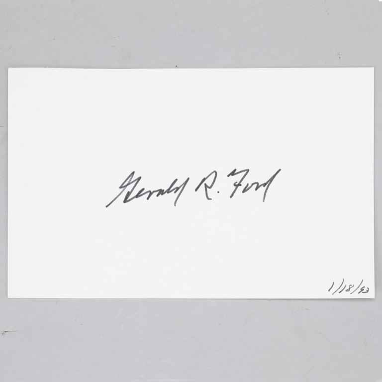 GERALD FORD(1913-2006), autograf daterad 1/18 -93.