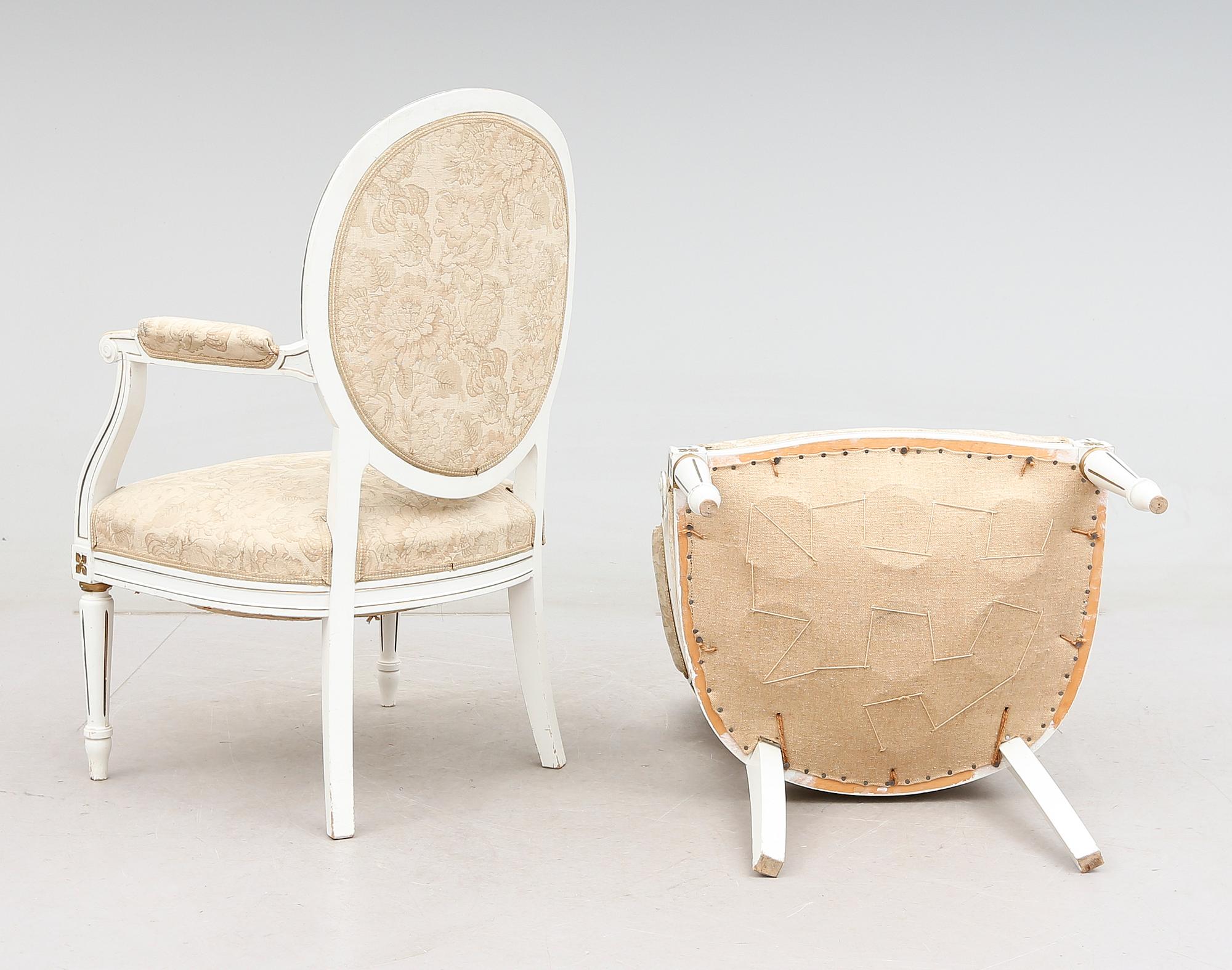 KARMSTOLAR, 1 par, gustaviansk stil, 1900-talets början.