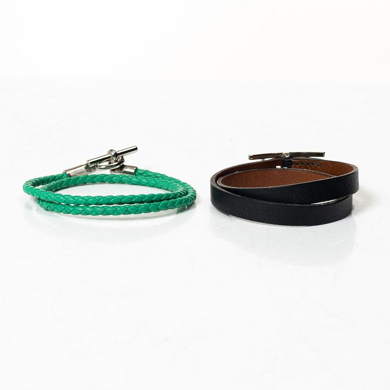Hermès, armband, två st, "Behapi Double Tour Bracelet" & "Glenan".