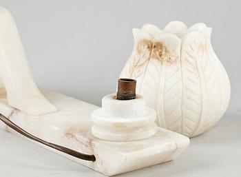 BORDSLAMPA, alabaster, art deco, 1930/40-tal.