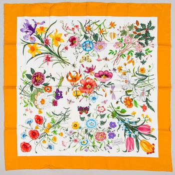 GUCCI Silk Scarf with Costume jewelry Earrings.