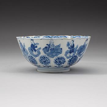 A blue and white bowl, Qing dynasty, Kangxi (1662-1722).