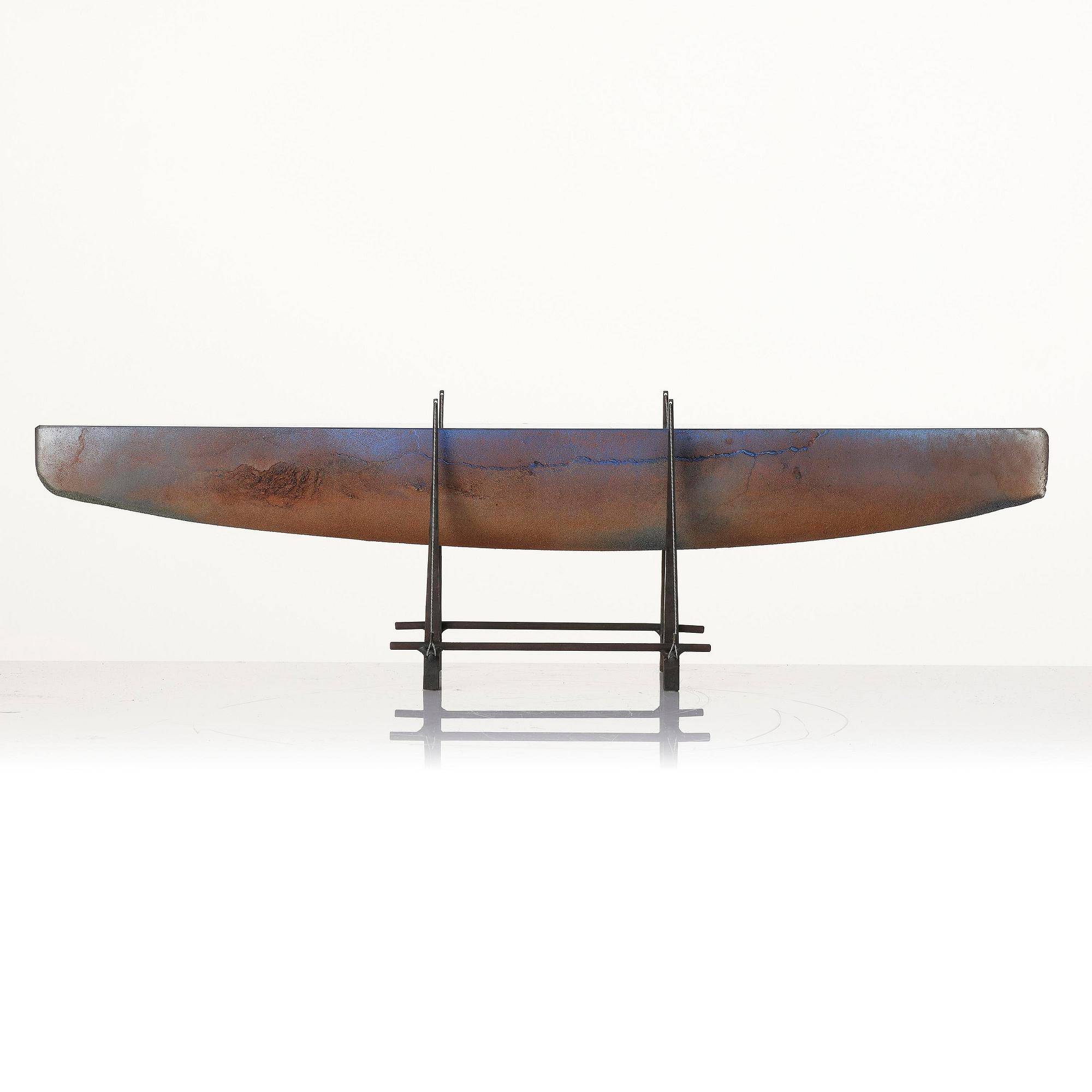 Bertil Vallien, a boat shaped sand cast glass sculpture,  Bullseye Glass Co., Portland, 1997.
