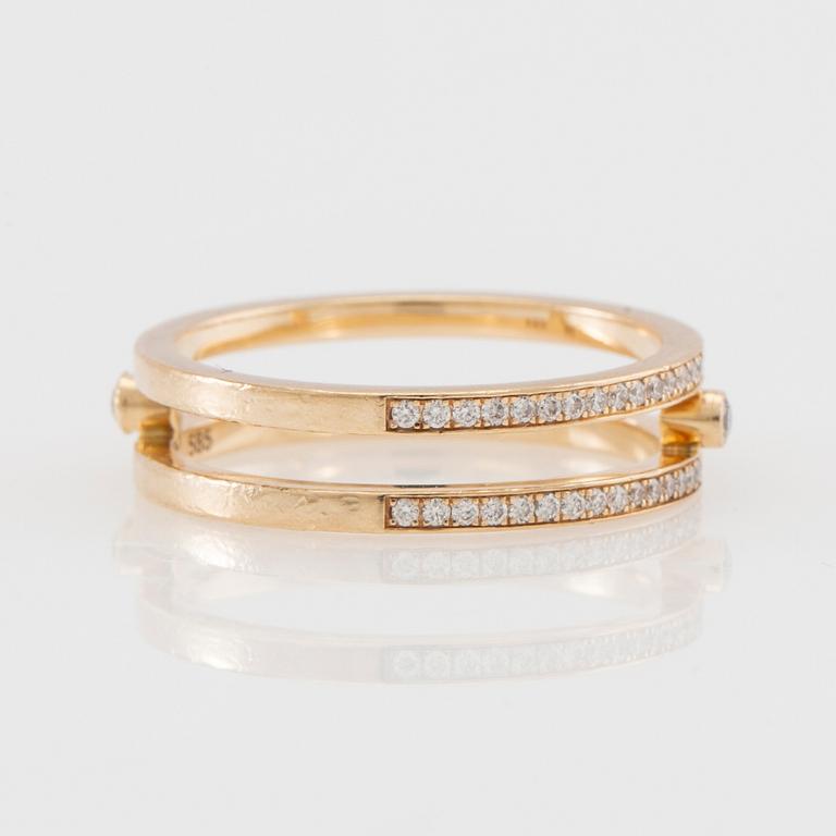 Sophie Bille Brahe, Ring 14K gold "Mars" set with round brilliant-cut diamonds.