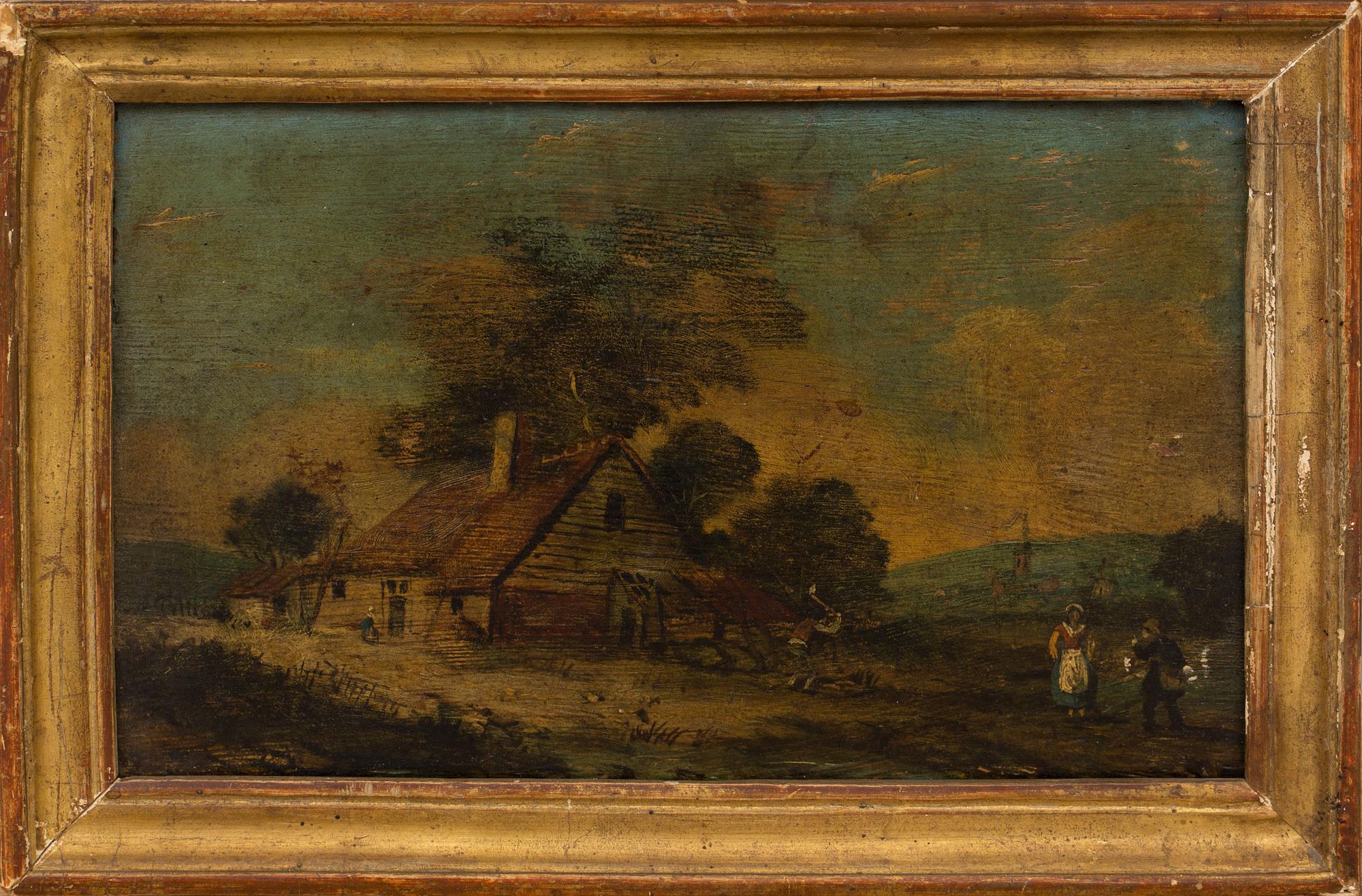 OKÄND KONSTNÄR, olja på pannå, Holland 1800-tal.