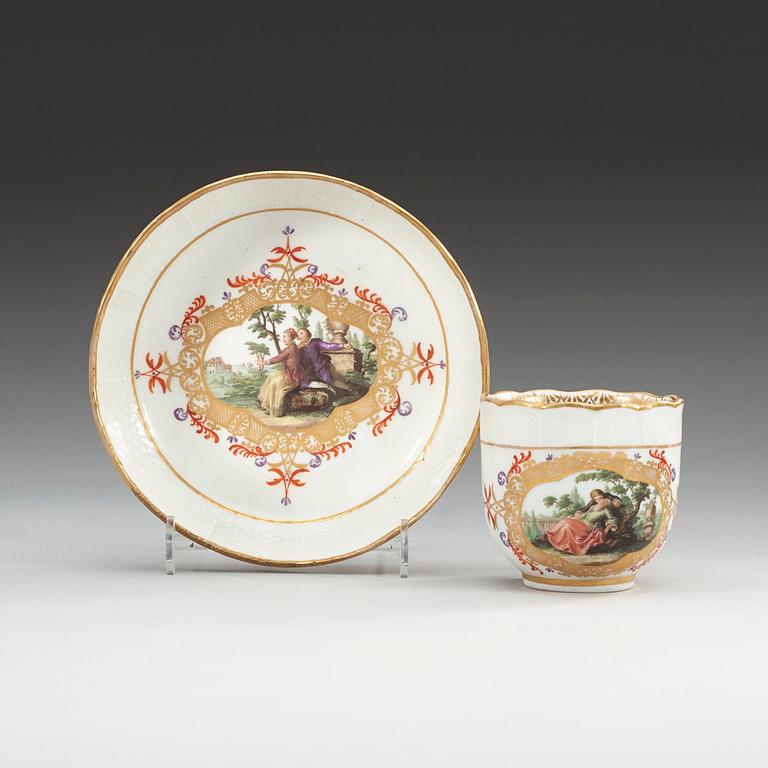 A Meissen cup with saucer.