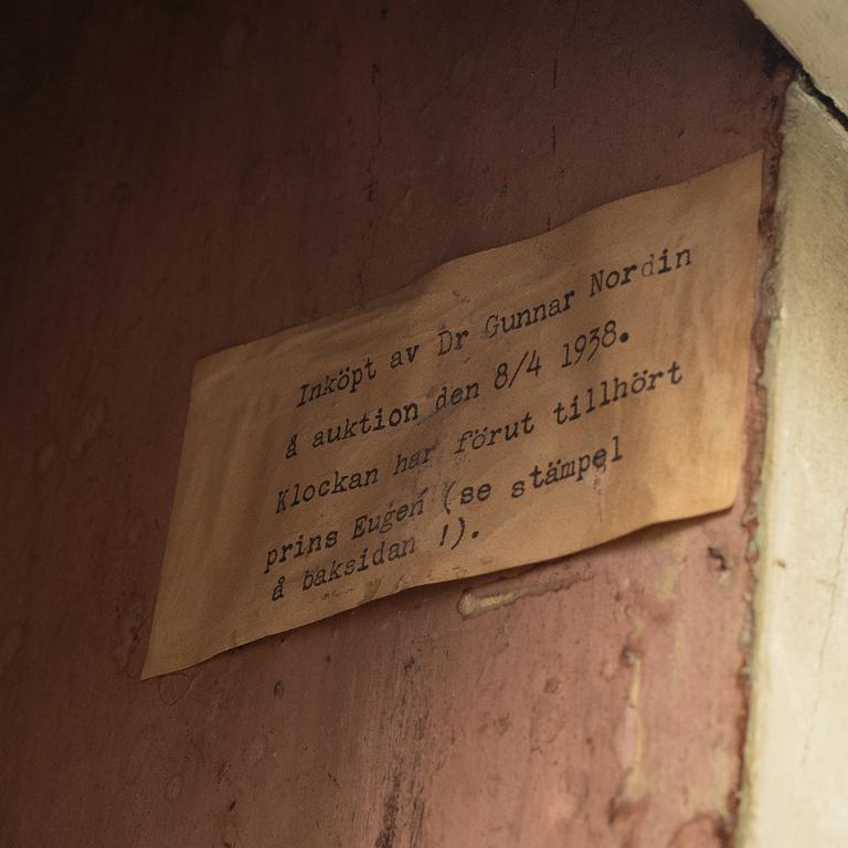A long-case clock, 19th Century. Stamped with Prince Eugen's emblem.