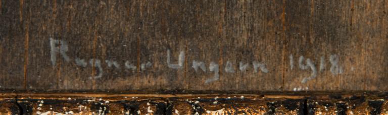 Ragnar Ungern, olja på träpannå, signerad och daterad 1918.