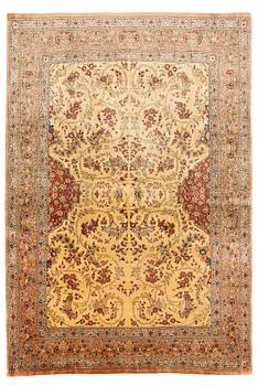 A rug, Old, silk Qum, ca ca 188 x 130 cm.