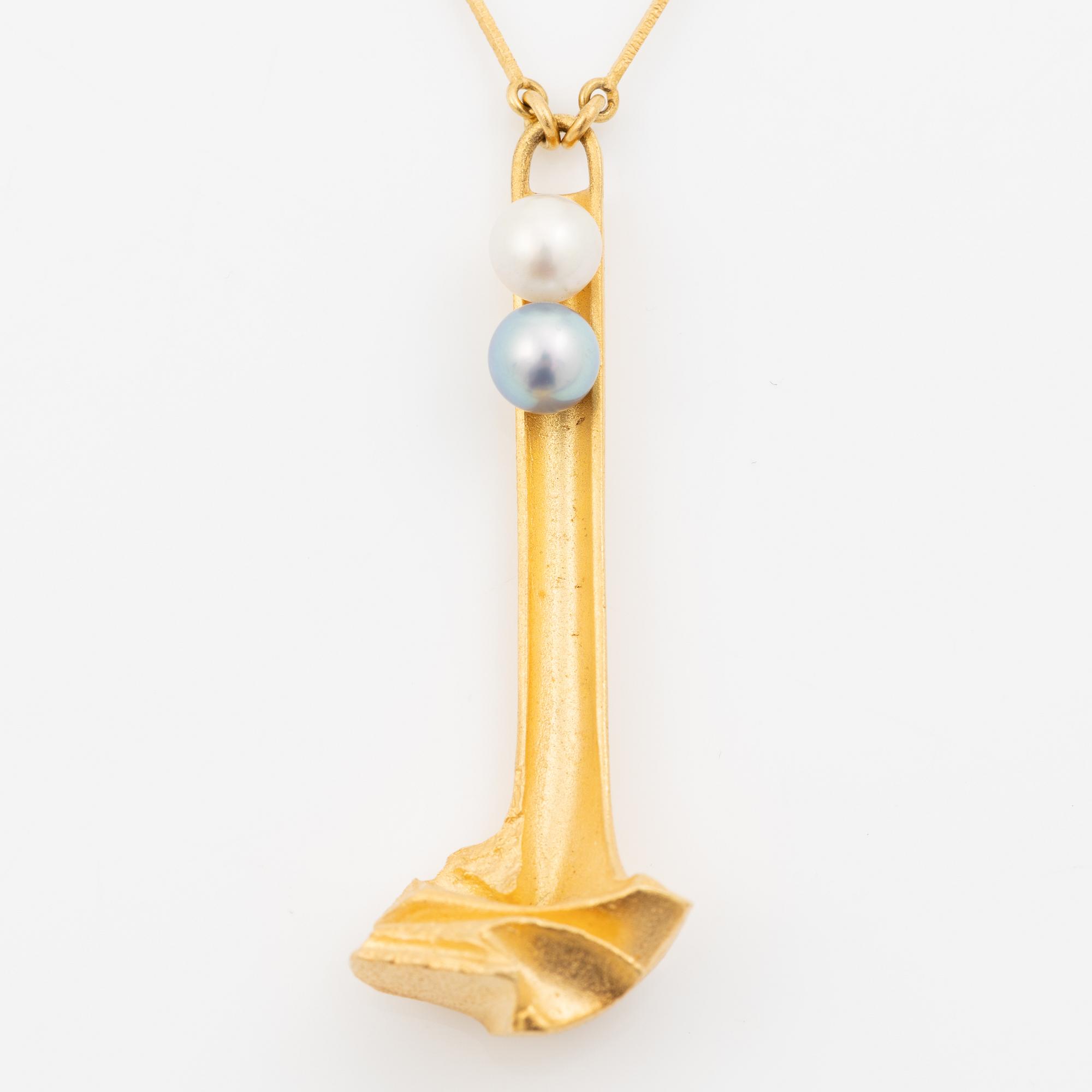 Björn Weckström, Necklace "Arousal", 18K gold with pearls. Lapponia 1979.