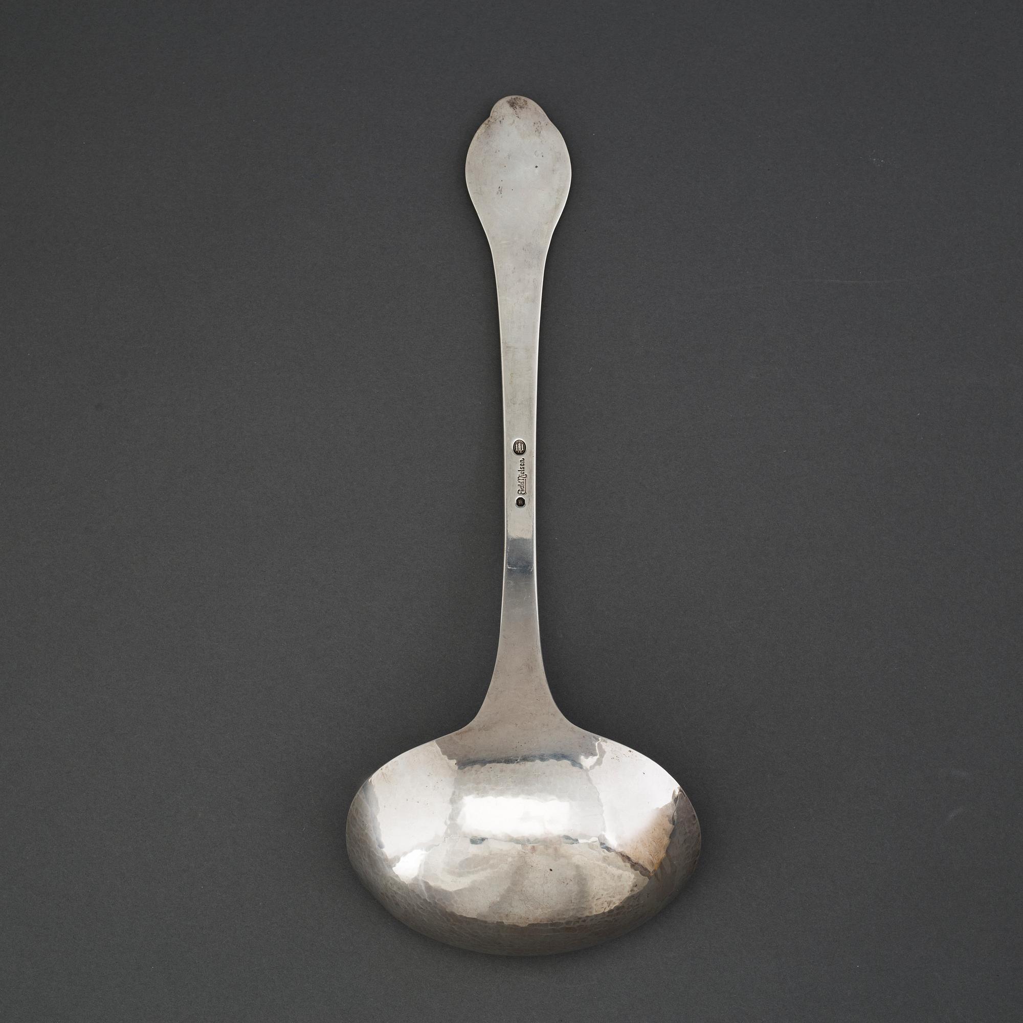 A silver soup ladle by Evald Nielsen Copenhagen 1916.