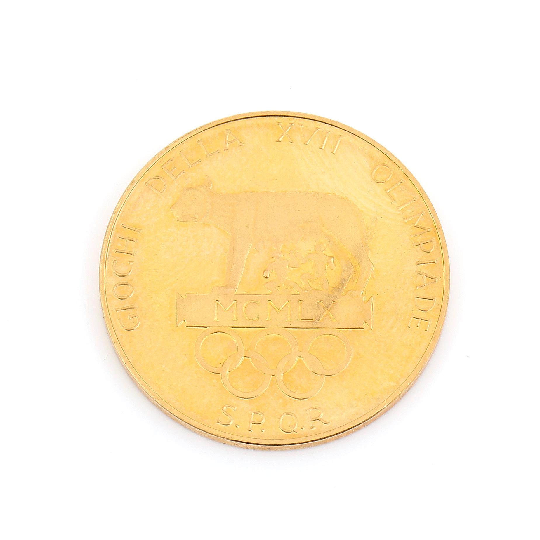 MEDALJ, guld. Minne från Olympiaden, Rom, 1960. Vikt ca 7 g.