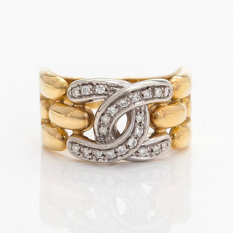 Ring, brilliant cut diamonds, 18K gold and white gold,
