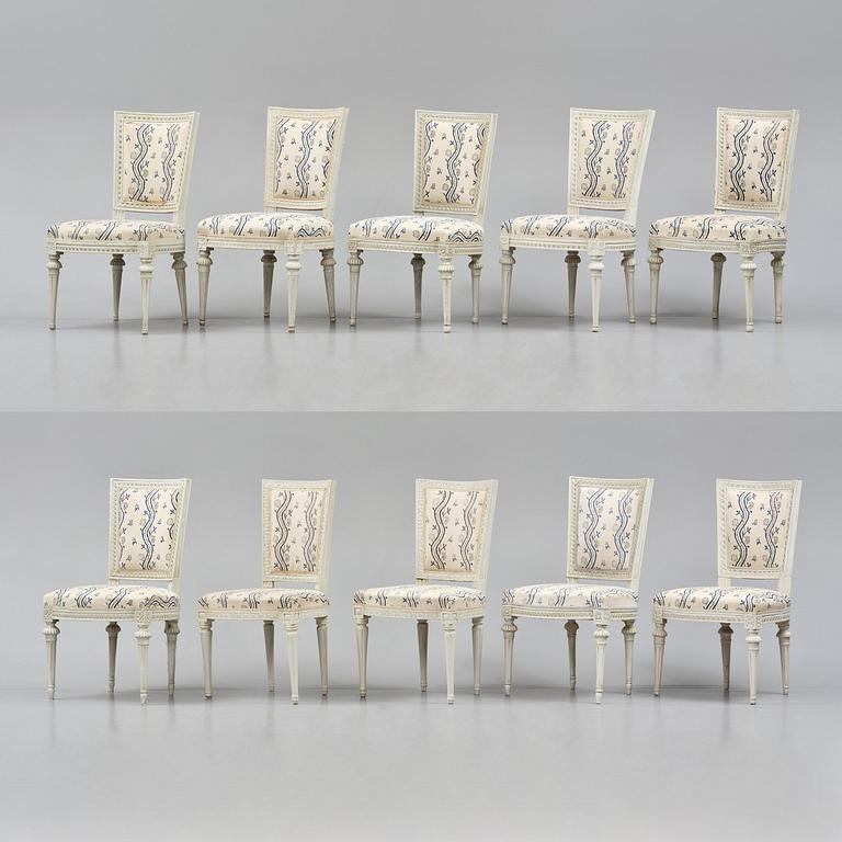 A matched set of ten late Gustavian chairs, (three signed by L Söderholm 1789-1794).