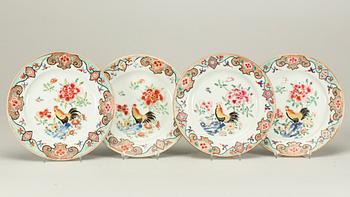 TALLRIKAR, 4 st, porslin, Kina, Qianlong, 1736-1795.