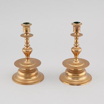 A pair of brass candle sticks by Thorshammars Bruk, around the year 1900.