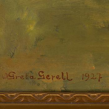 GRETA GERELL, olja på pannå, signerad och daterad -27.