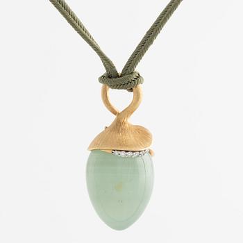 Ole Lynggaard, Charlotte Lynggaard, necklace, "Lotus" with aquamarine and brilliant-cut diamonds.