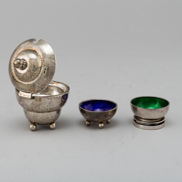 GEORG JENSEN, three silver and enamel items, Denmark.